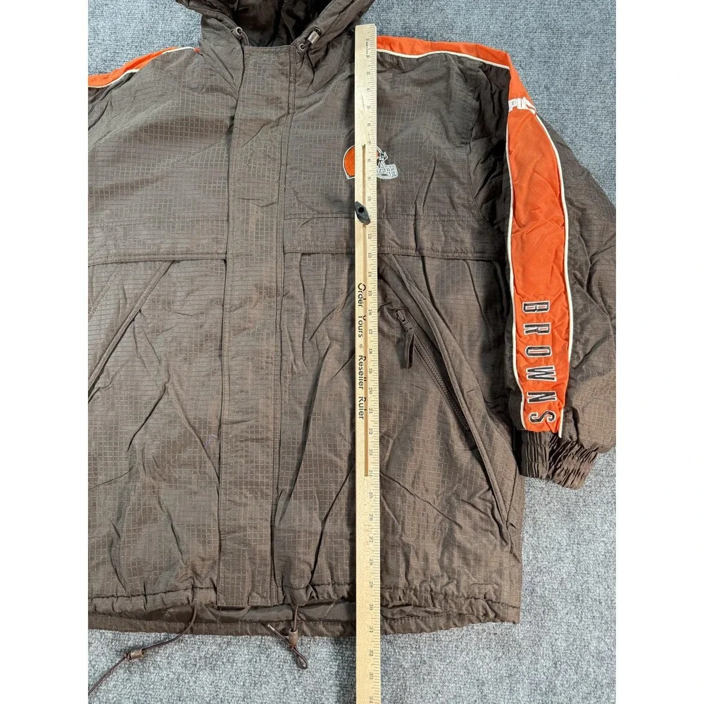 Vintage Cleveland Browns Jacket Mens Large Brown‎ NFL Football Puma Hooded Logo